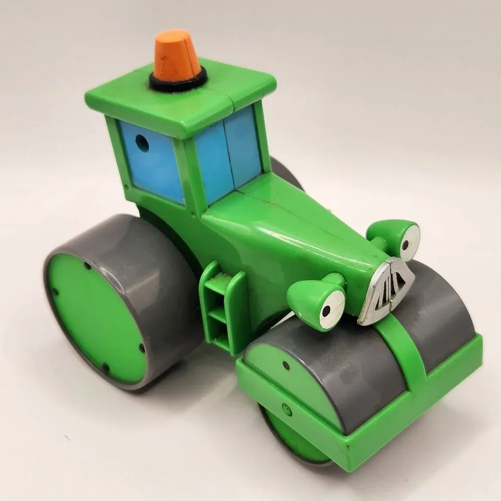 Vtg Bob the Builder Vehicle Green Roley Steamroller Plastic Toy 3.5